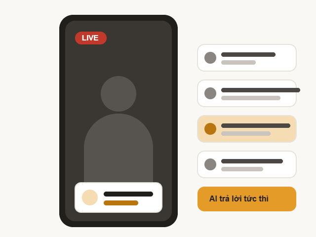 Phiên livestream có AI hỗ trợ trả lời và ghim sản phẩm